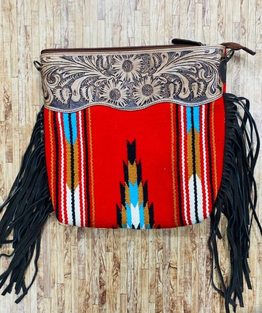 Saddle blanket handbag,red, Western Attic