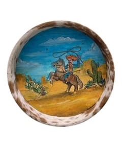 Round serving tray 12"x12" cowboy