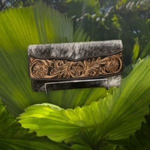 Cowhide with carving wallet