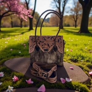 Carved brindle tote