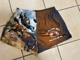 Buck off Bronc footy shorts