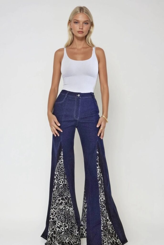 Boho flared denim jeans