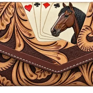 Western Tooled Leather Trifold Wallets
