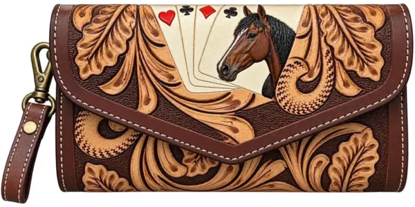 Western Tooled Leather Trifold Wallets